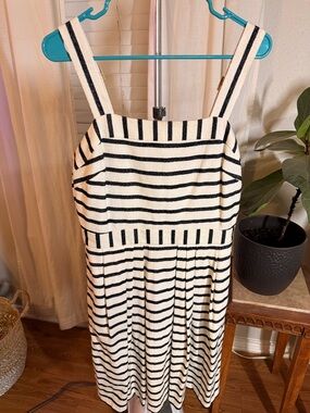 Eva Mendez Black & White Striped Midi Dress